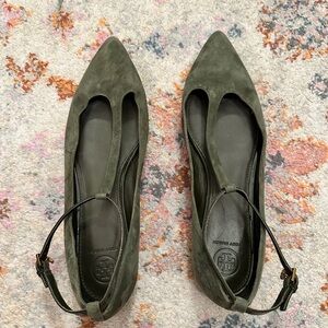 Tory Burch Green Suede Ashton Women's Flats